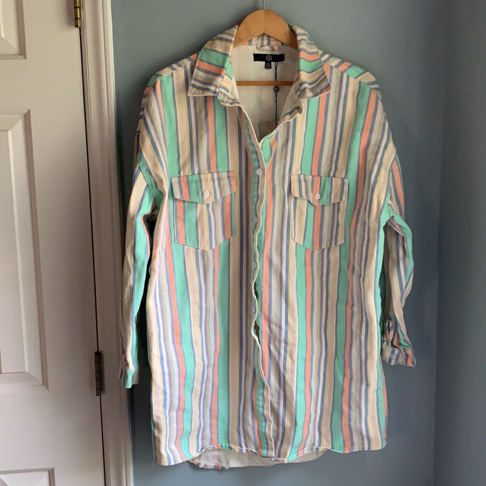 Missguided Denim | Striped Oversized Shirt Dress 8